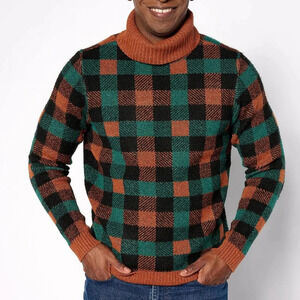 Studio Park Sweater Plaid Mens 2X Coastal Eclecric‎ Gradpa Cozy Soft Fisherman
